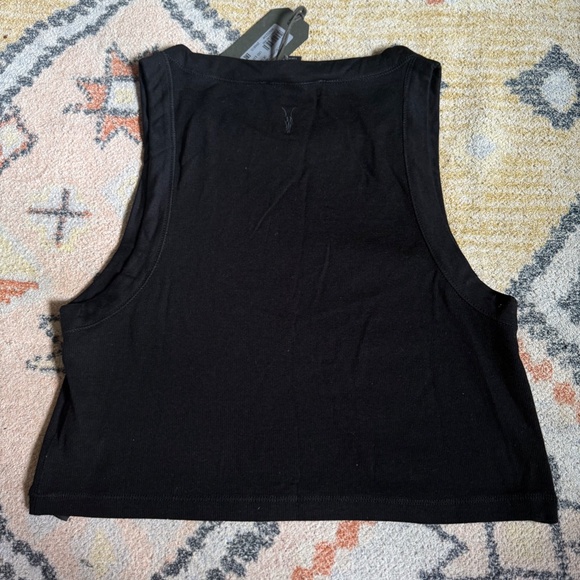 NWT ALLSAINTS Rina Cropped Sleeveless Tank Top In Black Sz UK 14 US 10 - Picture 3 of 3